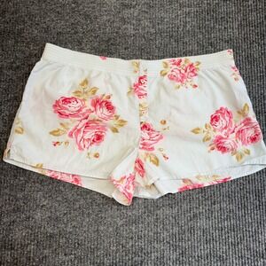 GapBody Pajama Shorts Pink Floral Button Front Women's Large